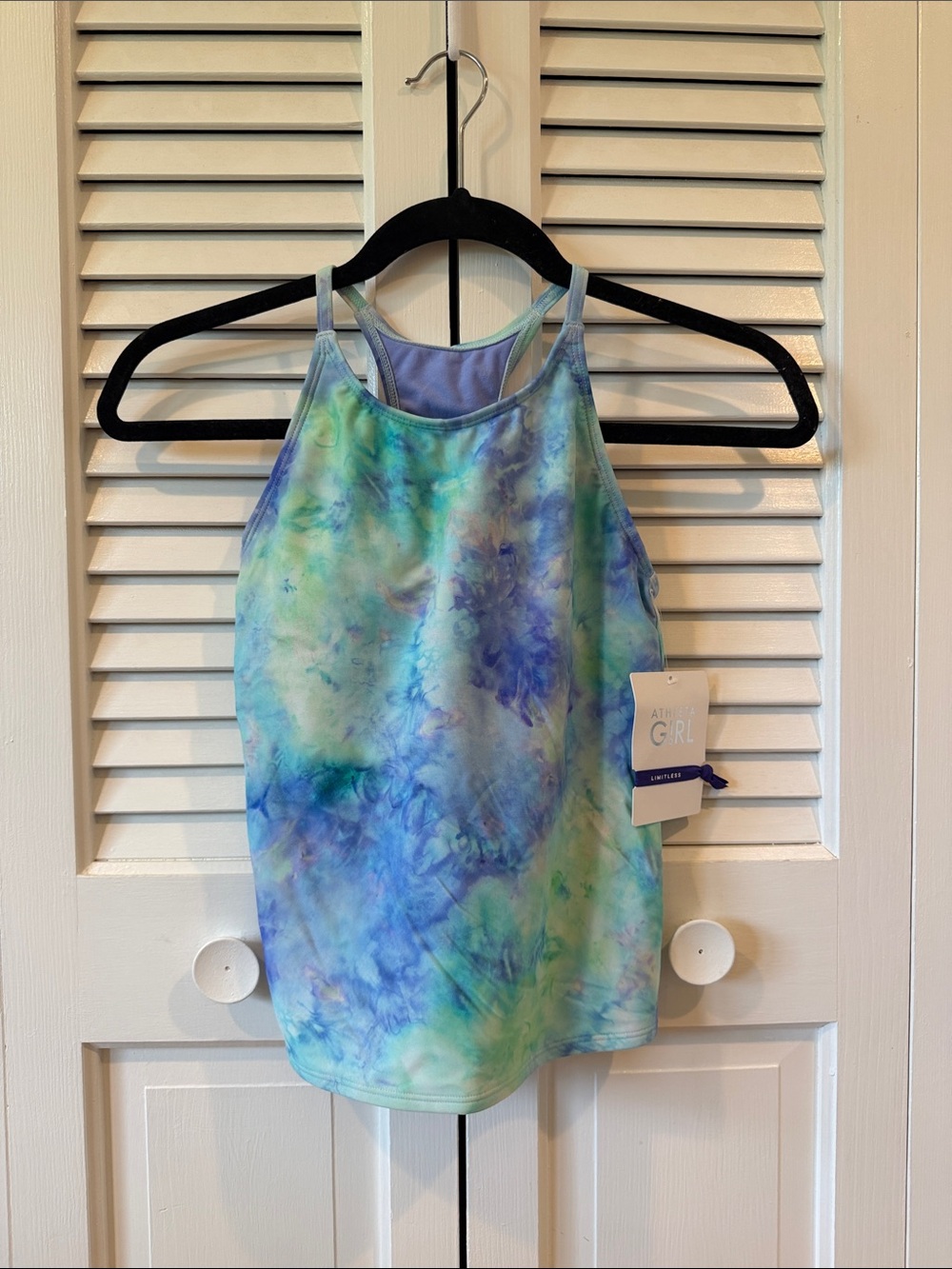 Athleta Girl Tie Dye Racerback Swim Tankini with Built in Bra and Pads - XL/14